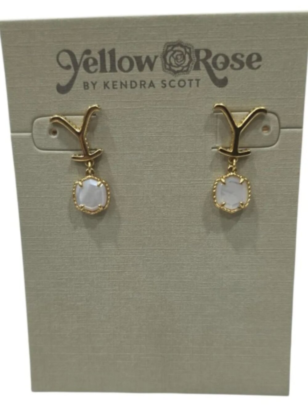 NWT KENDRA SCOTT Gold Plated Dutton Mother Of Pearl Drop Earrings - Picture 4 of 8